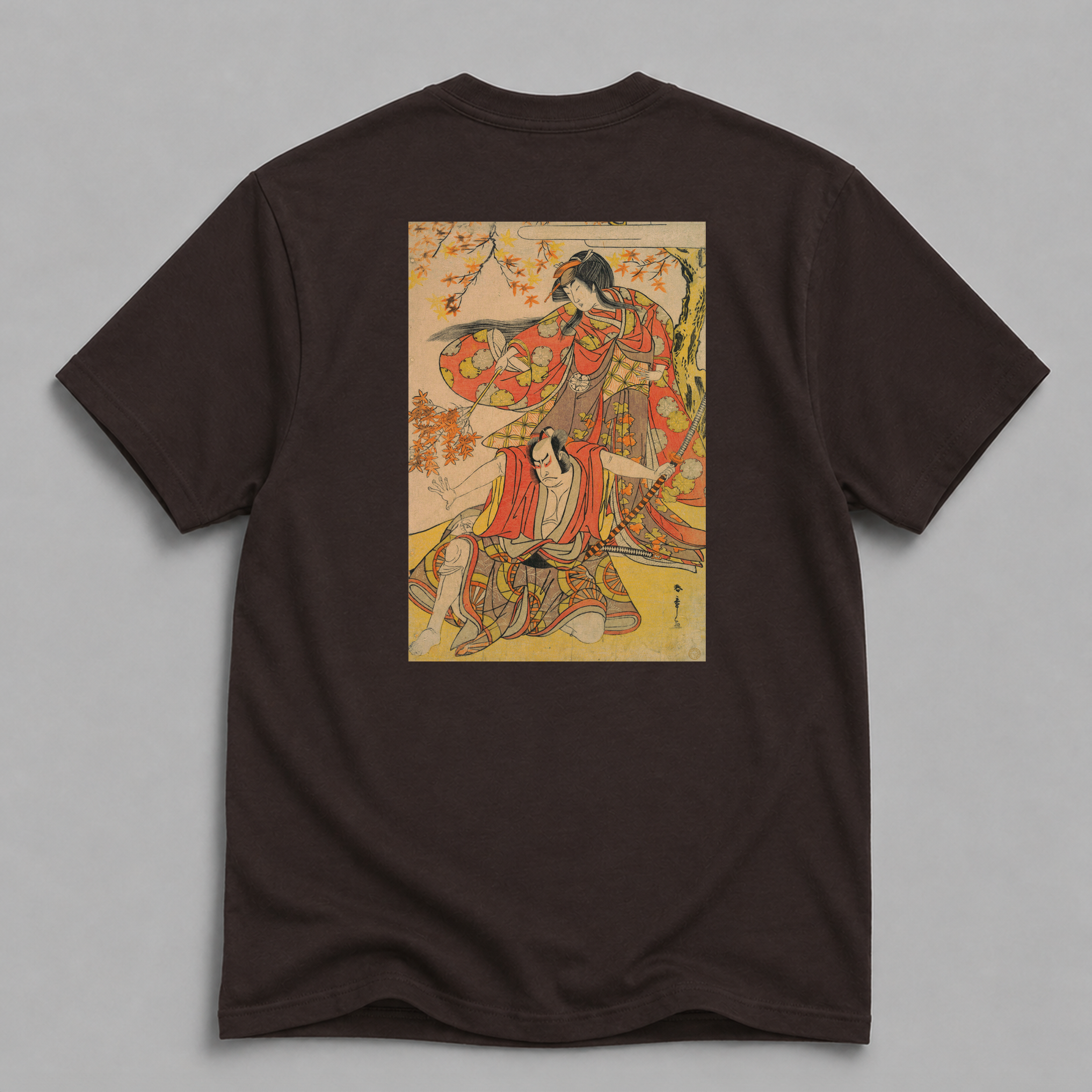 Kastukawa Shunsho Fine Art T-Shirt — Segawa Kikunojo III Under Autumn Maple