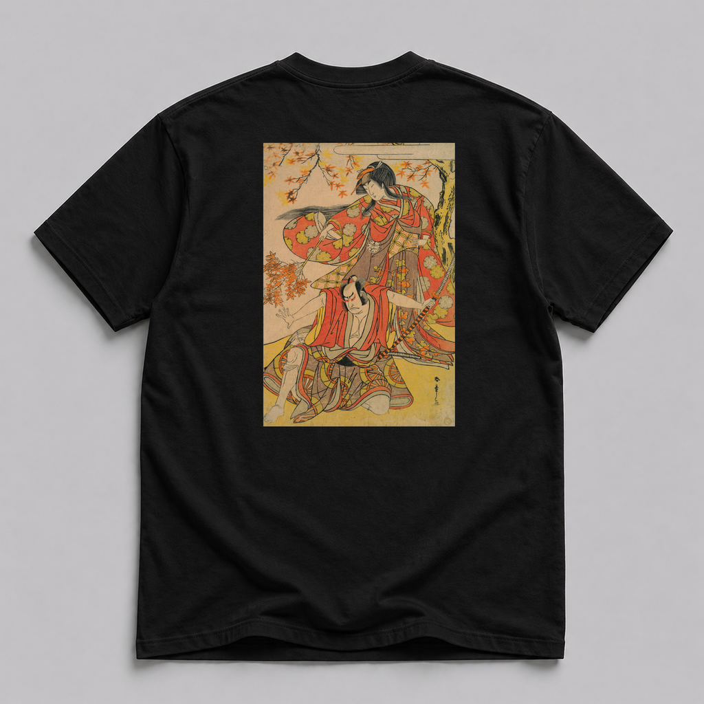 Kastukawa Shunsho Fine Art T-Shirt — Segawa Kikunojo III Under Autumn Maple