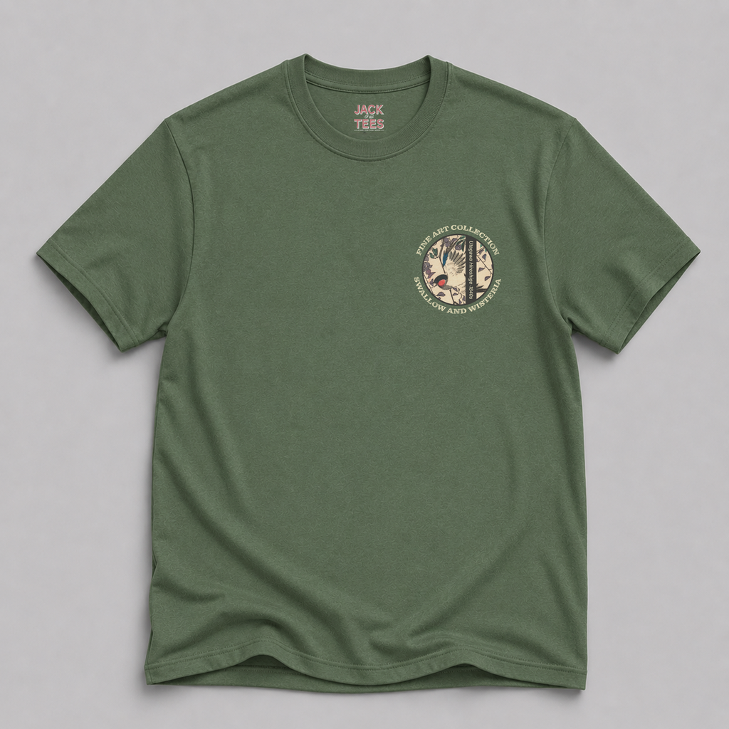 Swallow & Wisteria Japanese-Style Fine Art T-Shirt