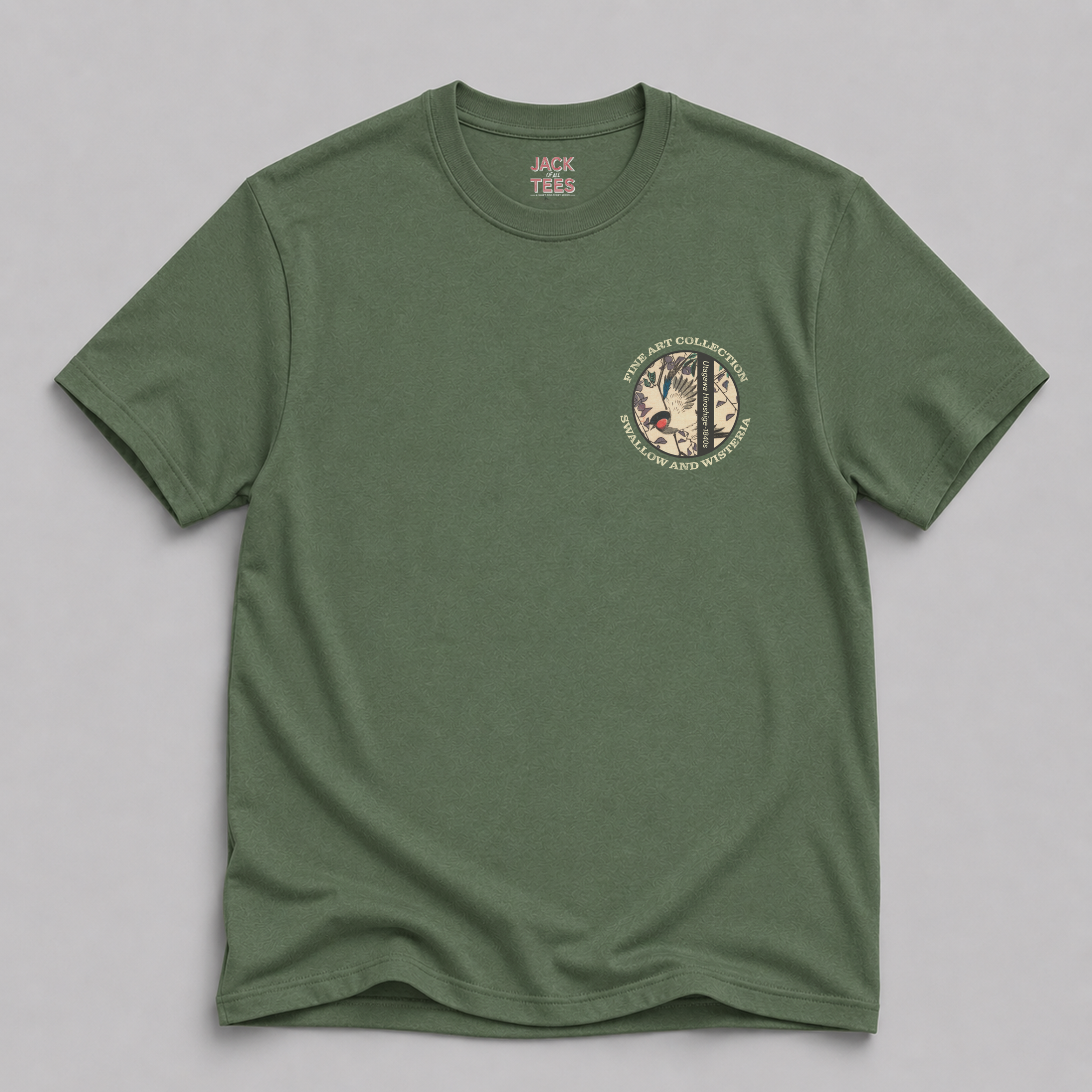 Swallow & Wisteria Japanese-Style Fine Art T-Shirt