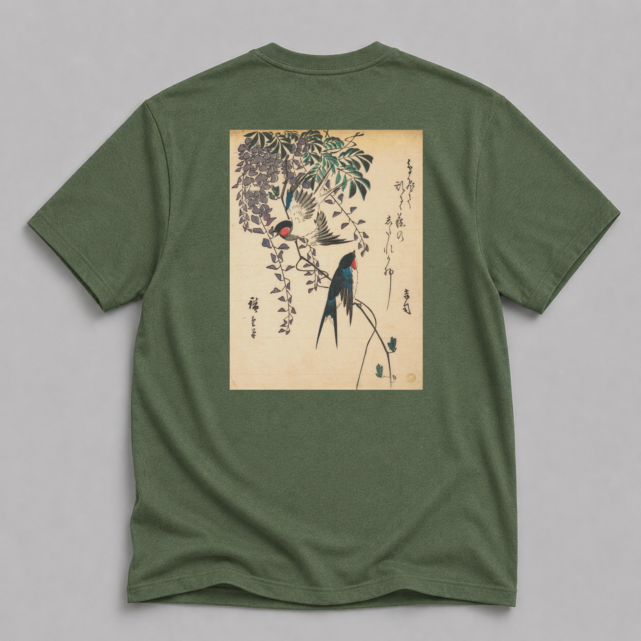 Swallow & Wisteria Japanese-Style Fine Art T-Shirt
