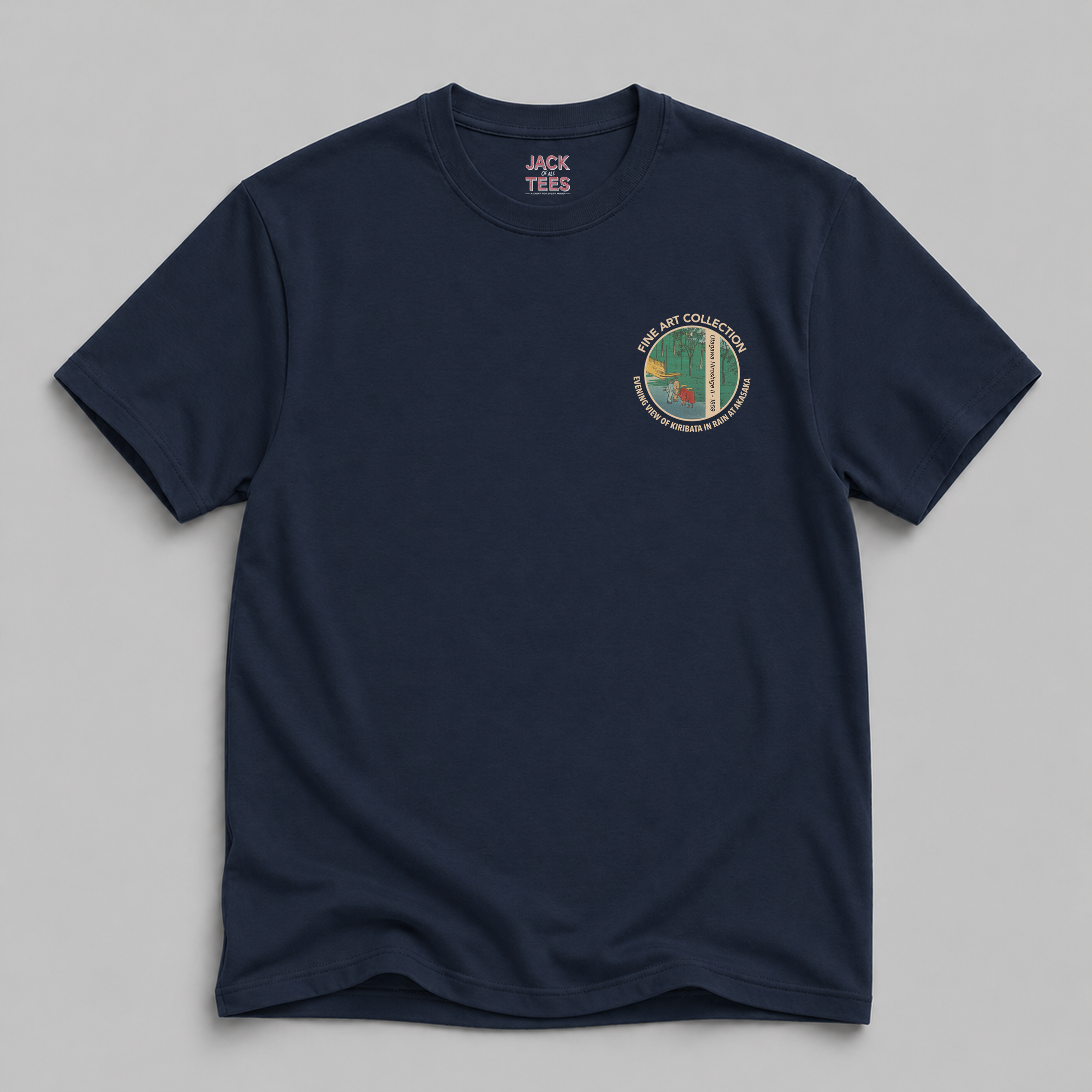 Utagawa Hiroshige II ‘Evening View of Kiribata in Rain at Akasaka’ Fine Art T-Shirt