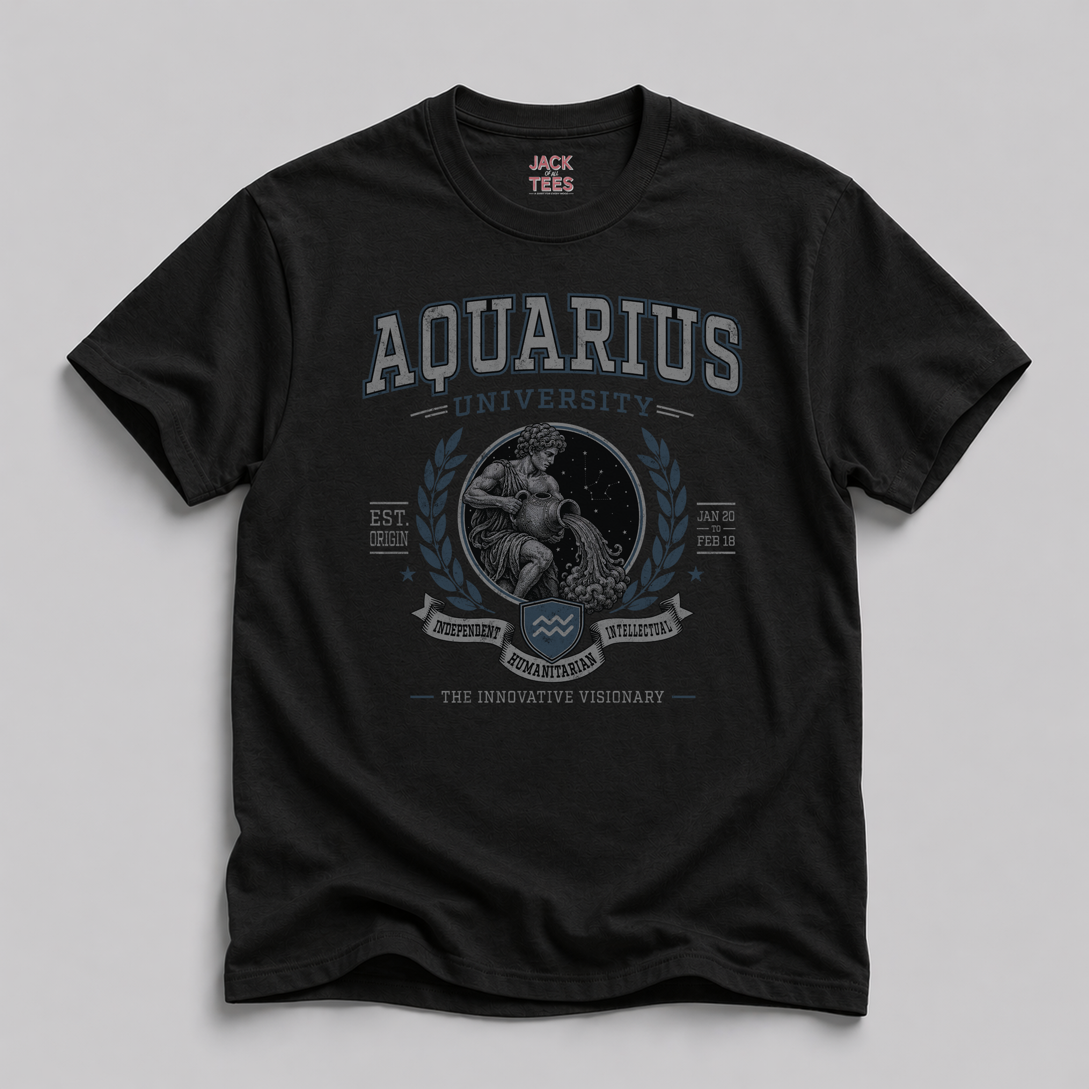 Aquarius Zodiac The Water-Bearer T-Shirt — Vintage Astrological Sign Tee